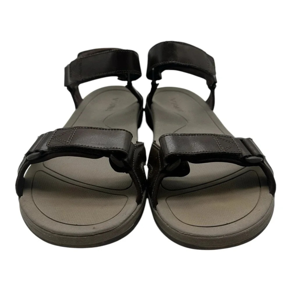 Vionic Canoe Leo Sandals Mens Size 13‎ Brown Leather Adjustable Backstrap